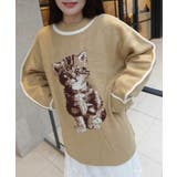 ジャガード編みねこパイピングニット ニット セーター ねこ ネコ