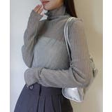 グレー | ラメプリーツシアータートルトップス | CORNERS