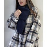 ネイビー | ガーター編みミドルゲージニットマフラー | CORNERS