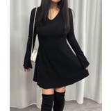 ブラック | Vネックフレアーワンピ | CORNERS 