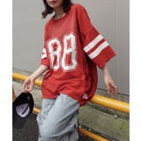 レッド | メッシュ切り替えナンバーTシャツ | CORNERS