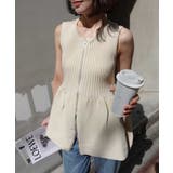 フロントZIPペプラムニットベスト | CORNERS | 詳細画像2