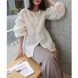 オフホワイト | シアージャガードダブルZIPペプラムブラウス | CORNERS