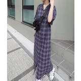 ネイビー | チェックロングシャツワンピース | CORNERS