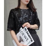 ブラック | スパンコール付きチュールレーストップス | CORNERS 