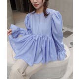 ブルー | ブロードペプラムギャザーブラウス | CORNERS 