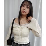 アイボリー | フロントリボンレーススリムトップス | CORNERS