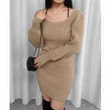 ベージュ | ボリュームスリーブニットミニワンピース | CORNERS