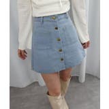 ライトブルー | センターボタンミニスカート | CORNERS