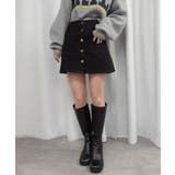 ブラック | センターボタンミニスカート | CORNERS