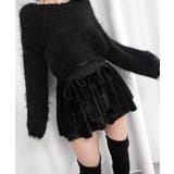 ブラック | ポンポンリボンファーミニフレアスカート | CORNERS 