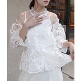 ホワイト | オーガンジーレースブラウス(インナー付き) | CORNERS 