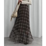 ブラウン | シフォンチェックプリーツスカート | CORNERS 