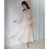 ベージュ | ドビーシフォンリボンティアードワンピース | CORNERS 