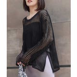 ブラック | メッシュ編みルーズニットトップス | CORNERS 