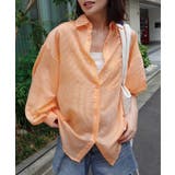 オレンジ | オーバーサイズシアーストライプシャツ | CORNERS 