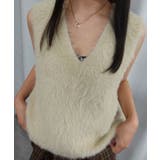 ベージュ | Vネックシャギーニットベスト | CORNERS 