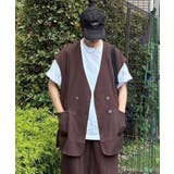 ブラウン | リネンライクオーバーサイズベスト | CORNERS