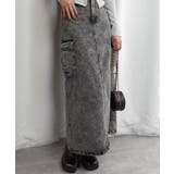 ブラック | デニムカーゴロングスカート | CORNERS 