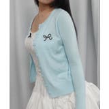 ブルー | 【2026SS新作】リボン刺繍ニットカーディガン | CORNERS 