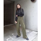 カーキA(とろみ素材) | アソートサスペンダー付きストレートパンツ サロペット オーバーオール | CORNERS 