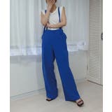 ブルー(リネンライク素材) | アソートサスペンダー付きストレートパンツ サロペット オーバーオール | CORNERS 