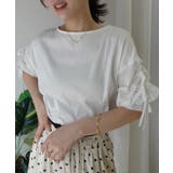 オフホワイト | 異素材袖フリルトップス【接触冷感】 | CORNERS 