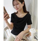 ブラック | ドレープ半袖Tシャツ | CORNERS 