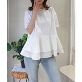ホワイト | 【機能素材】ペプラムフレアTシャツ【接触冷感】【UV加工】【吸水速乾】 | CORNERS 