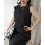 ブラック | 接触冷感シアーリネンタッチノースリーブブラウス【セットアップ可能】 | CORNERS 