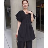 ブラック | シャーリングチュニック【セットアップ可能】 | CORNERS 