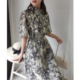 線画フラワー柄シャツワンピース | CORNERS | 詳細画像14
