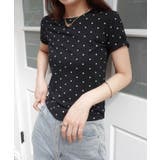 ブラック | ドット柄コンパクトTシャツ | CORNERS 
