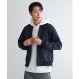 ネイビーブルー | 撥水メランジリブブルゾン | ikka
