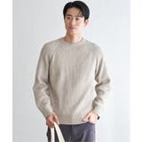 ベージュ | 【洗濯機で洗える】ウォッシャブル畦クルーネックニット | ikka 