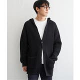 ブラック | 【洗える】ワッフルニットフーディガン | ikka 