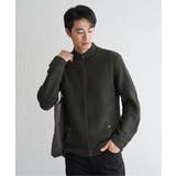 カーキ | スタンドジップニットブルゾン | ikka 