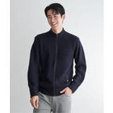 ネイビーブルー | スタンドジップニットブルゾン | ikka 