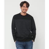 ブラック | ＷジャガードボーダーロンＴ | ikka 