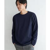 ネイビー | フクレジャガード切り替えロンT | ikka 