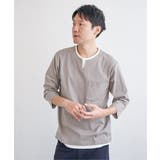 グレー | 【接触冷感/抗菌防臭】GOKU楽セイケツ7分袖キーネックTシャツ | ikka