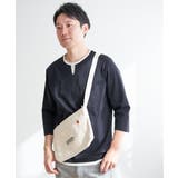 ネイビーブルー | 【接触冷感/抗菌防臭】GOKU楽セイケツ7分袖キーネックTシャツ | ikka