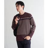 ワイン | ジャカード３カラーボーダーロンＴ | ikka 