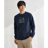 ネイビーブルー | ポンチ刺繍ロンT | ikka 