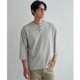 グレー | 【吸水速乾】ドライサーマルヘンリーネック7分袖Tシャツ | ikka 