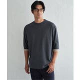 ネイビーブルー | ドライ梨地7分袖Tシャツ | ikka 
