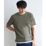 オリーブ | メランジワッフルフェイクTシャツ | ikka