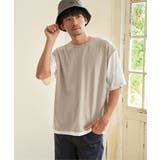 ベージュ | 5分袖フェイクベストTシャツ | ikka
