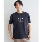 ネイビー | 【親子コーデ】ポンチスリーメン刺繍Tシャツ | ikka 