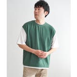 グリーン | フクレジャカードフェイクベストTシャツ | ikka